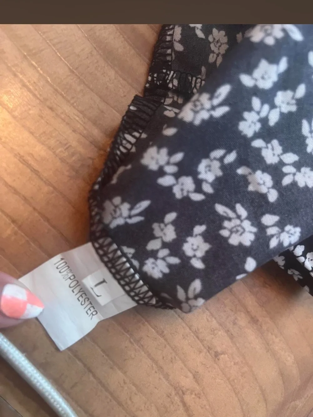 Black Floral Mini Skirt with White Ditsy Print